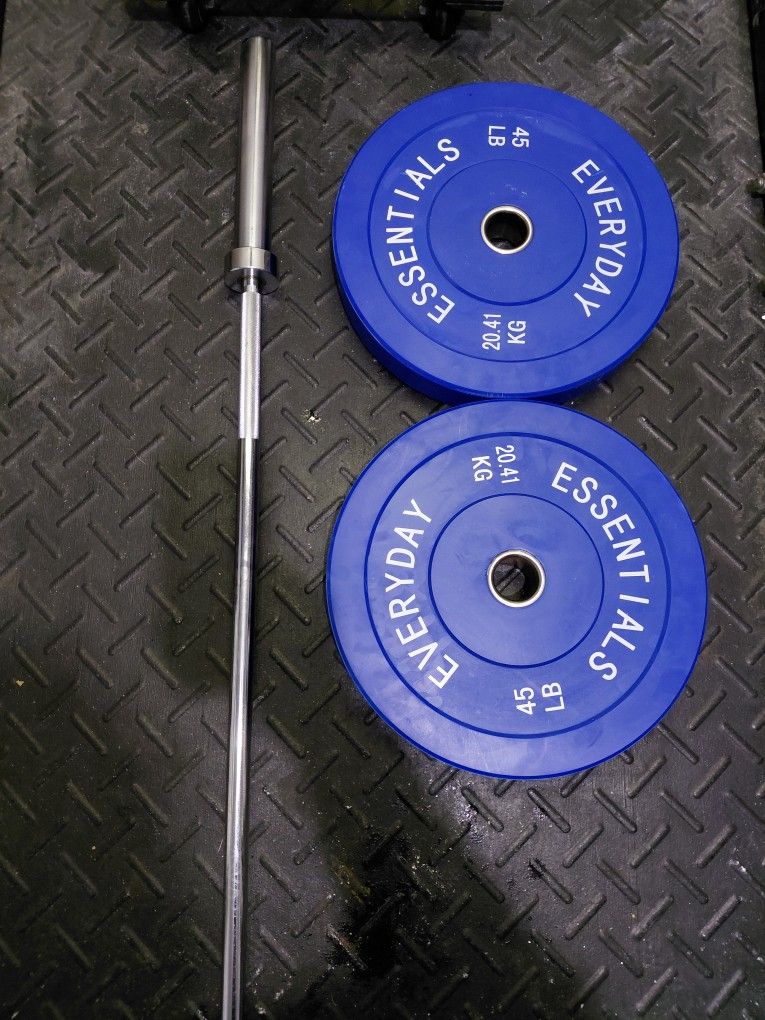 6ft Barbell And 45lb Weight Plates