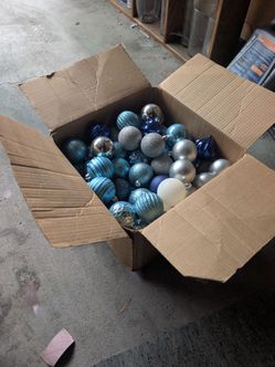 Blue, white and silver ornaments