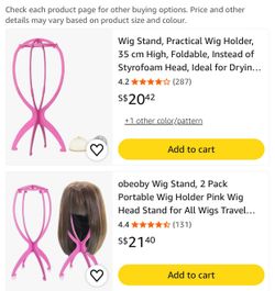 Wig stand set of two one pink one black $15