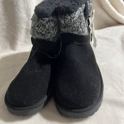 Muk Luks  Black Suede Boot Alyx Size 9 New Soft 