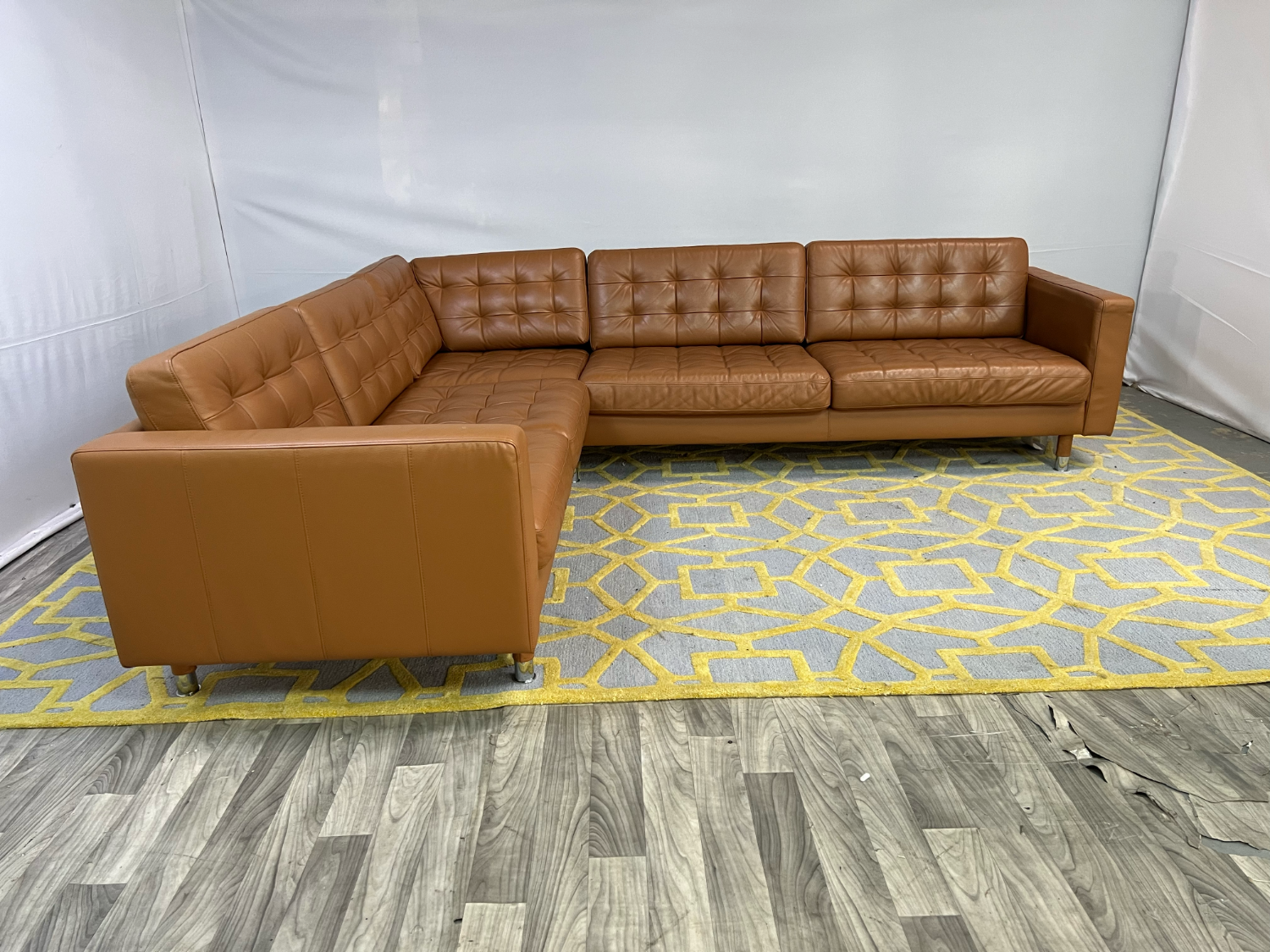 ( Delivery Available ) Ikea Morabo Leather Brown Sectional Couch