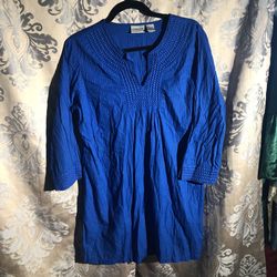 Women’s Blue Embroidered Tunic Shirt by Chicos
