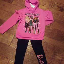 Barbie 2 P Set Sweatshirt With Hoddie and Legging Size 6