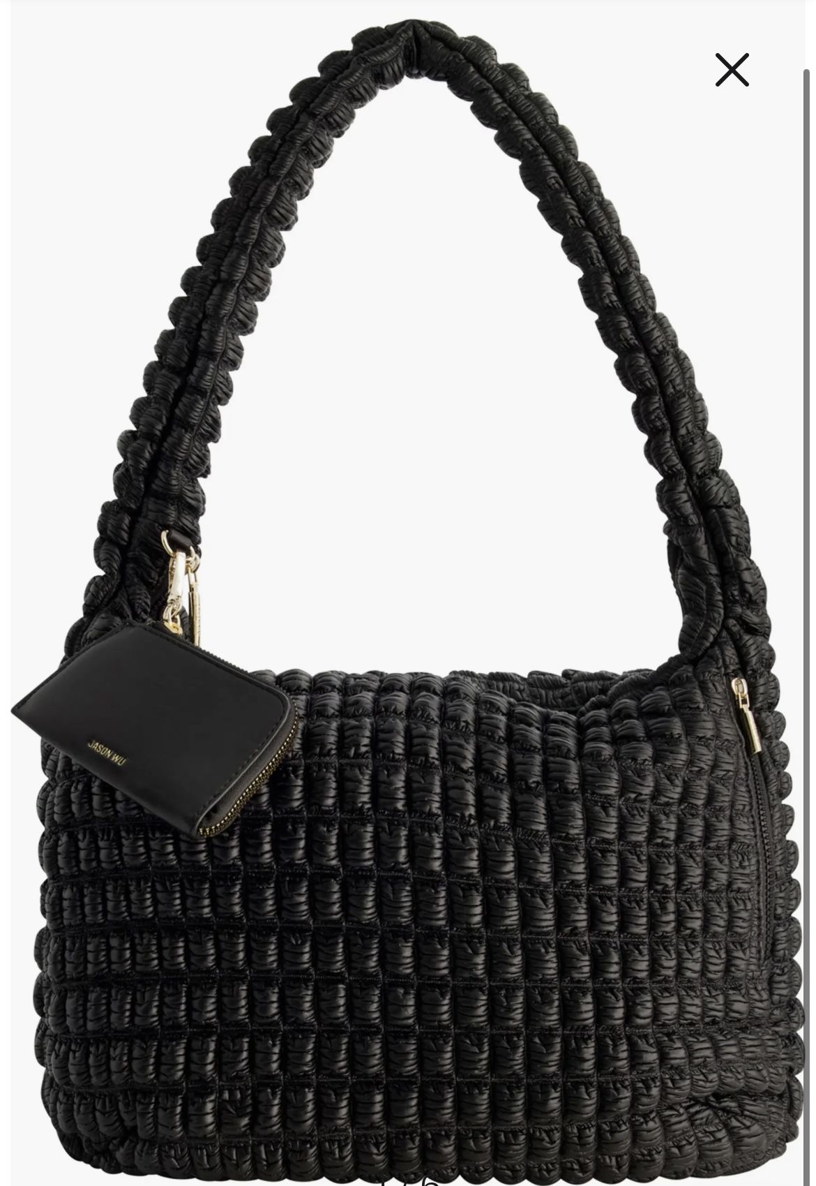 Jason Wu black vegan faux leather large bubble day hobo shoulder bag