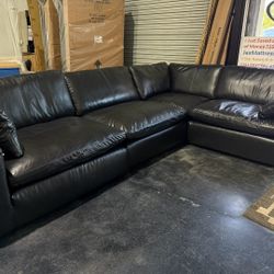 New BLACK Emilia LEATHER Sectional 4pc
