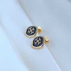 Tory burch stud earrings black with gold