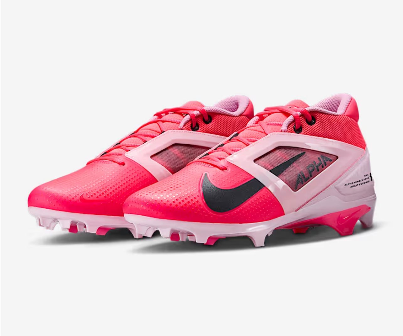 Nike Alpha Menace 4 Pro NRG Racer Pink/Grey Cleats Men's HJ4568-600 Size 7.5