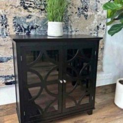 Black Storage Accent Cabinet With Glass(New In A Box)
