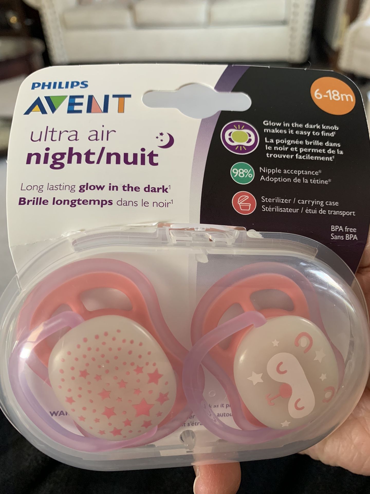 Philips Avent Ultra Air Pacifier 6-18M, 2 Pack, total Of 4