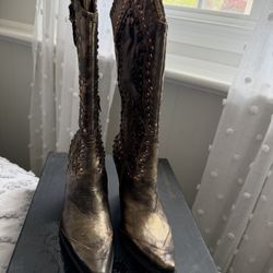 Steve Madden Studded Tall Boots Bronze Women's Size 7.0