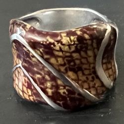 Sterling Silver 925 Faux Snake skin Ring size 7 ladies