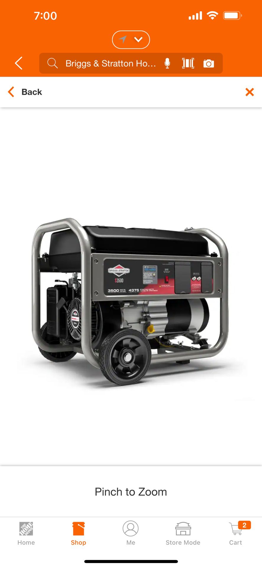 Briggs & Stratton  Home 3500-Watt Recoil Start Gasoline Powered Portable Generator with B&S OHV Engine Featuring CO Guard