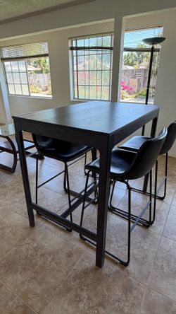Dark brown Bar Height Dining Table with Stools