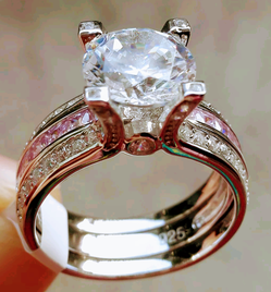 Solid 925 sterling silver Women Engagement Wedding (NOW ON SALE PLUS FREE RING FOR MEN WITH THIS PURCHASE )