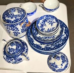 Vintage Japanese Porcelain 21pc Tea China Set - Nippon Tokusei Plum Blossom Sakura