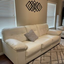 White Ashely Leather Sofa And Loveseat Set 