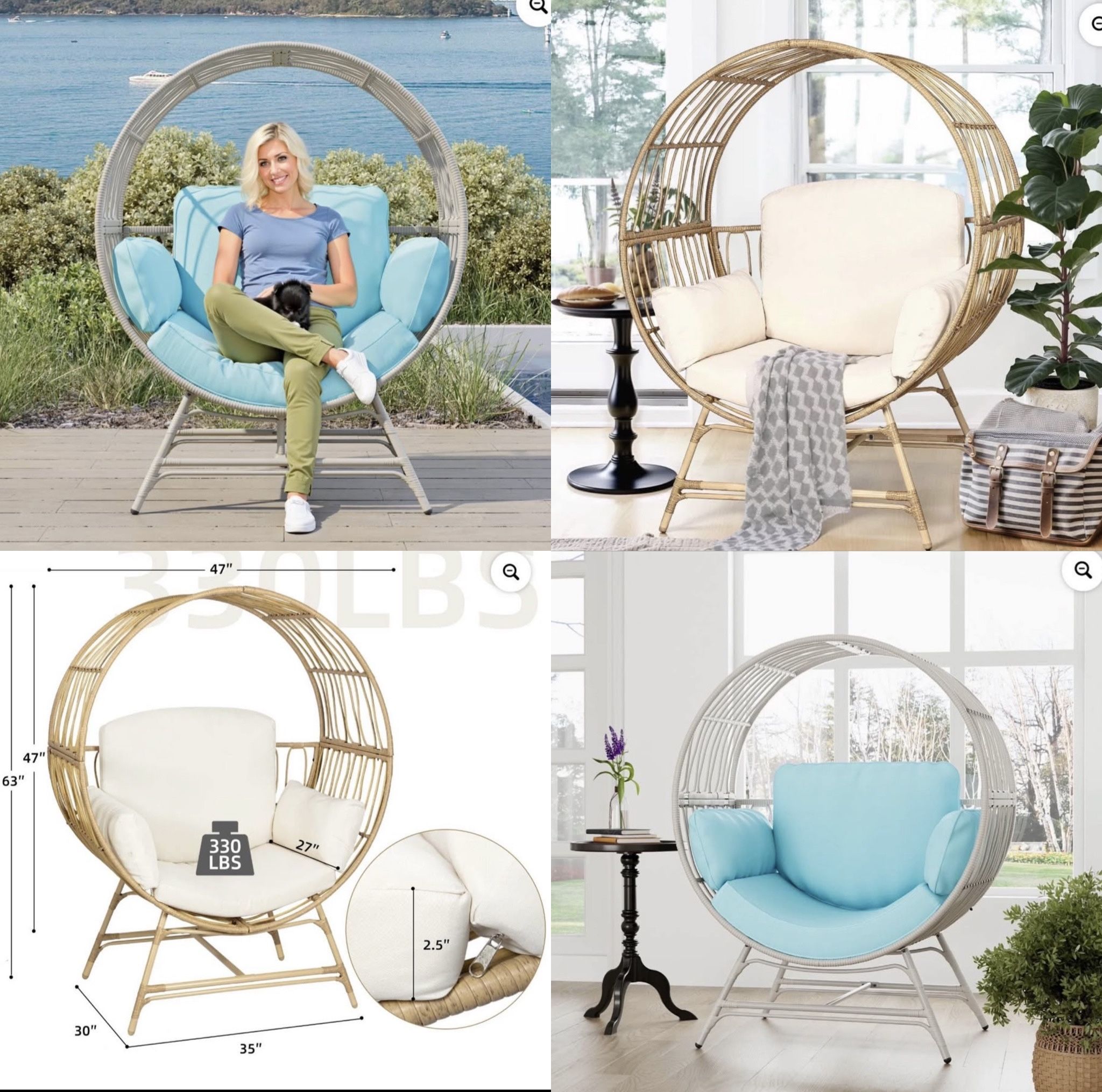Round Wicker, Egg Chairs Brand New