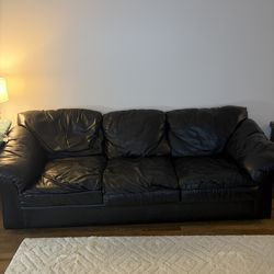 FREE Black Leather Couch - pickup only