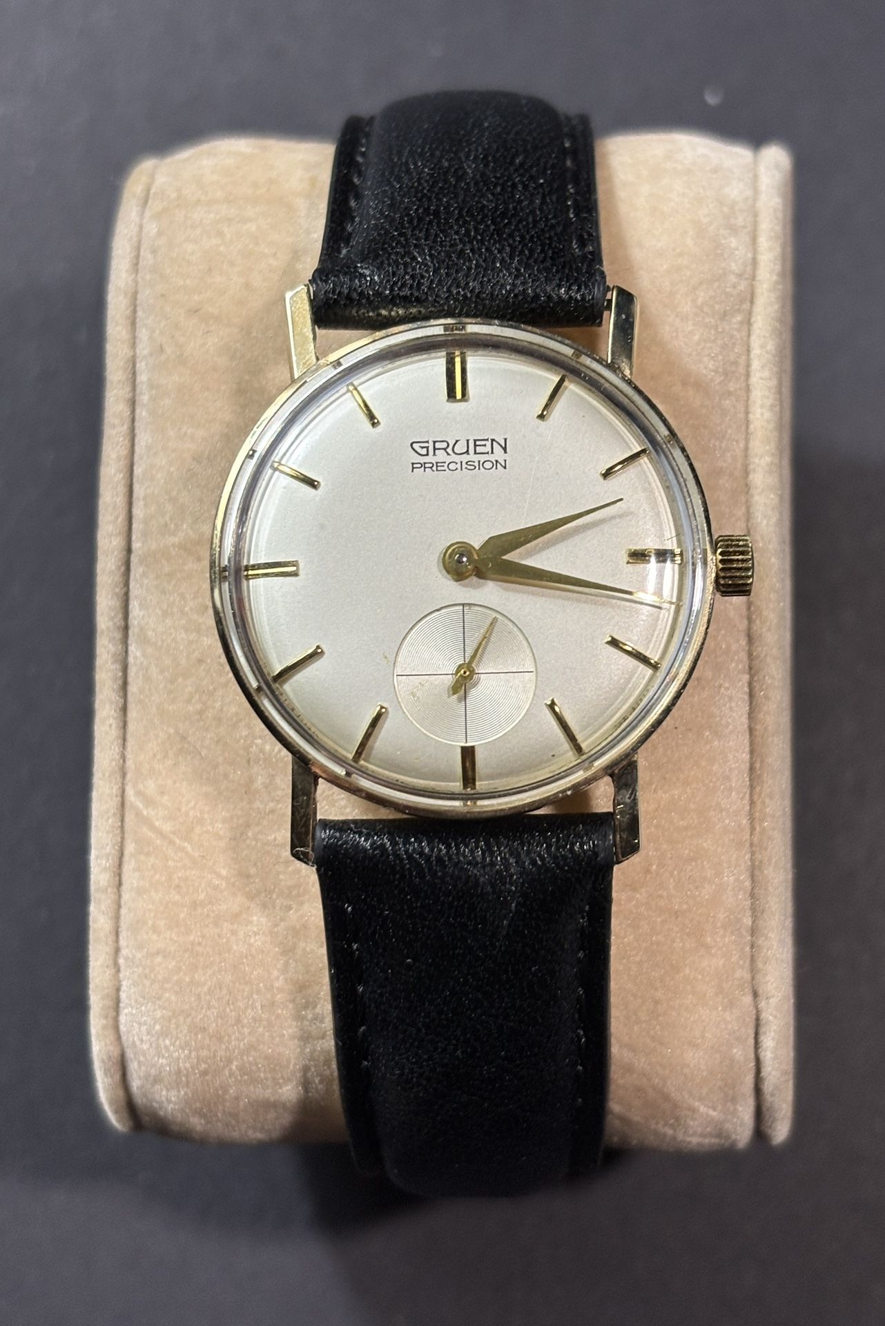 Gruen Precision 510 Model 280A 14K Solid Yellow Gold Men’s Manual Wind Vintage Dress Watch James Bond 007 Movement