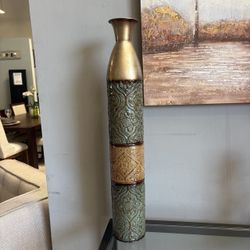 Tall Embossed Multitone Metal Floor Vase