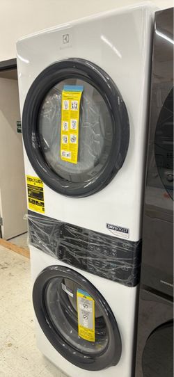 4.4 cu. ft. Stacked Washer and 8.0 cu. ft. Electric Dryer Laundry Tower in White with LuxCare Wash, Energy Star