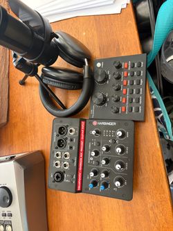 Podcast stuff.  Mixer sound card mic and headphones