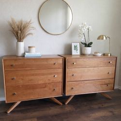Stunning Pair of Copeland Astrid 3-Drawer Dressers – Solid Natural Cherry – Mid Century Modern