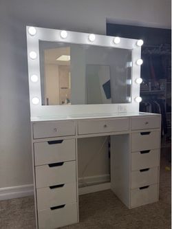 White makeup vanity