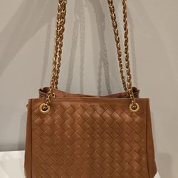 Woven Chain Shoulder Bag Brown