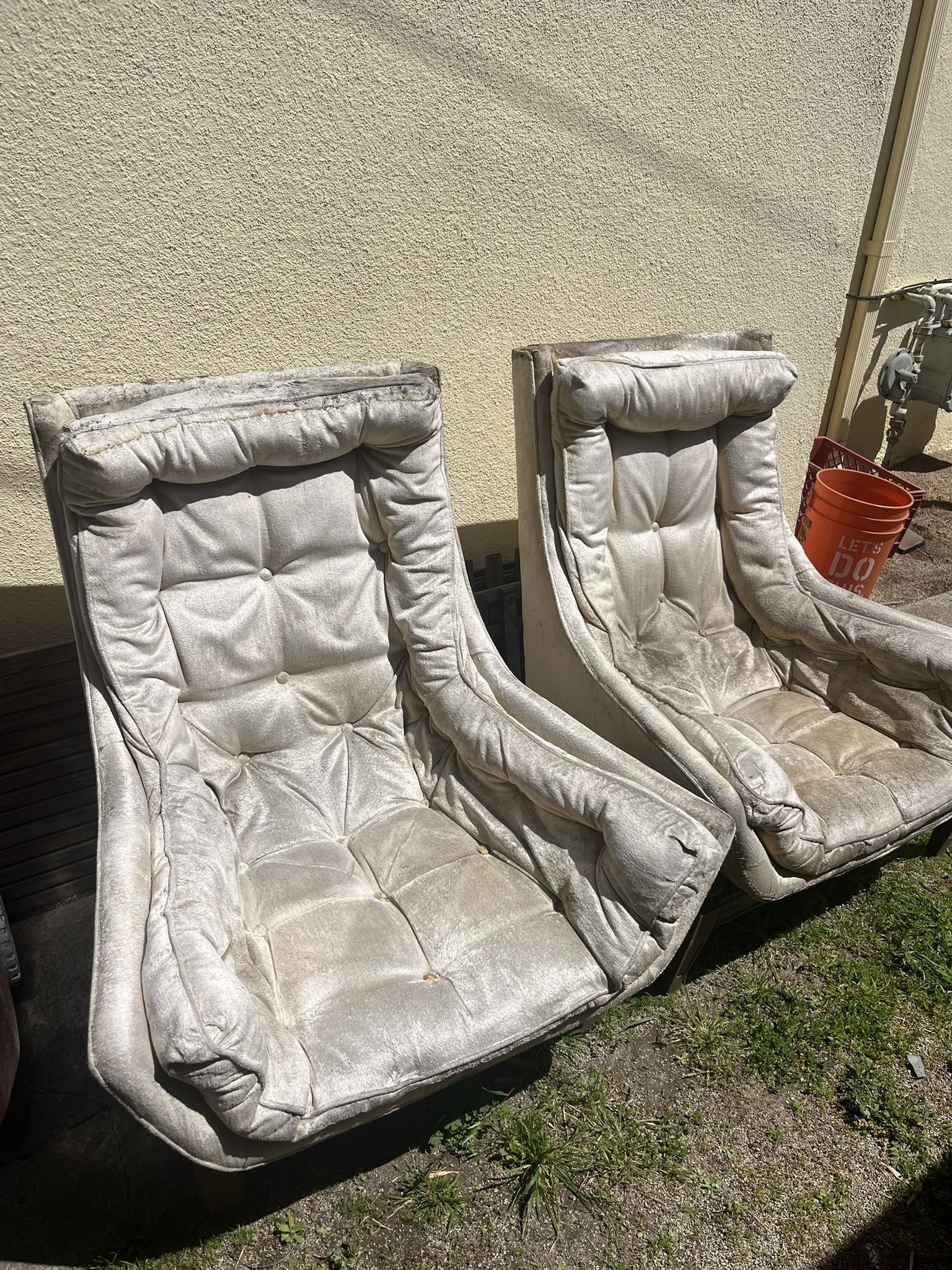 Mid Century Velvet Bucket Chairs