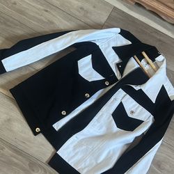 Denim Long Sleeve Black /White Mens Size Medium 