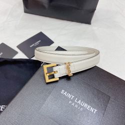 Yves Saint Laurent leather narrow belt with square buckle
