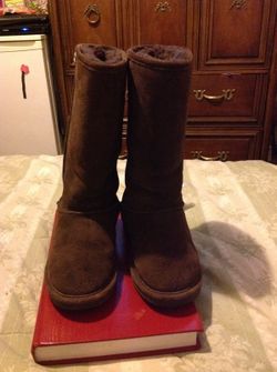 Brown suede bearpaw boots