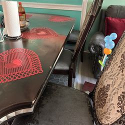 Wooden Dining Table With 6 Chairs Included