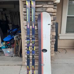 Pair of Rossignal Snow Skis $20 or Fleetwood Ride Snowboard $20 See all photos Read Description