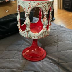 Red Decorative With Cream Top Candle Holder