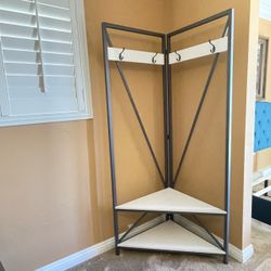 Corner Hall Tree with Metal Frame