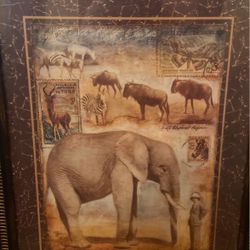 Large Framed Elephant Print 