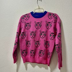 Women’s Knitting Sweater For Cat Lovers Size Small Like New