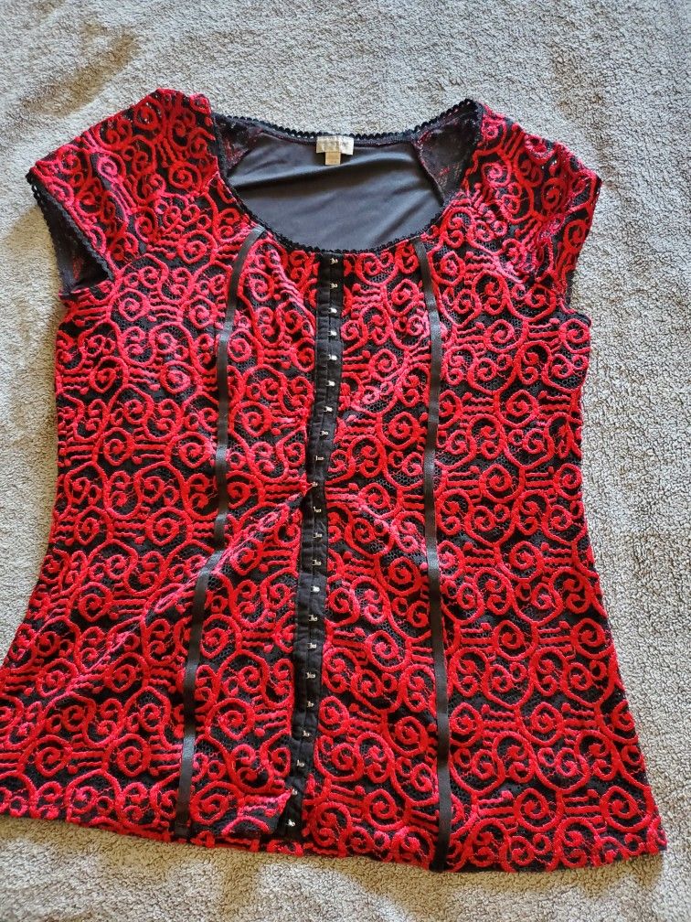 Avenue Red/black Blouse