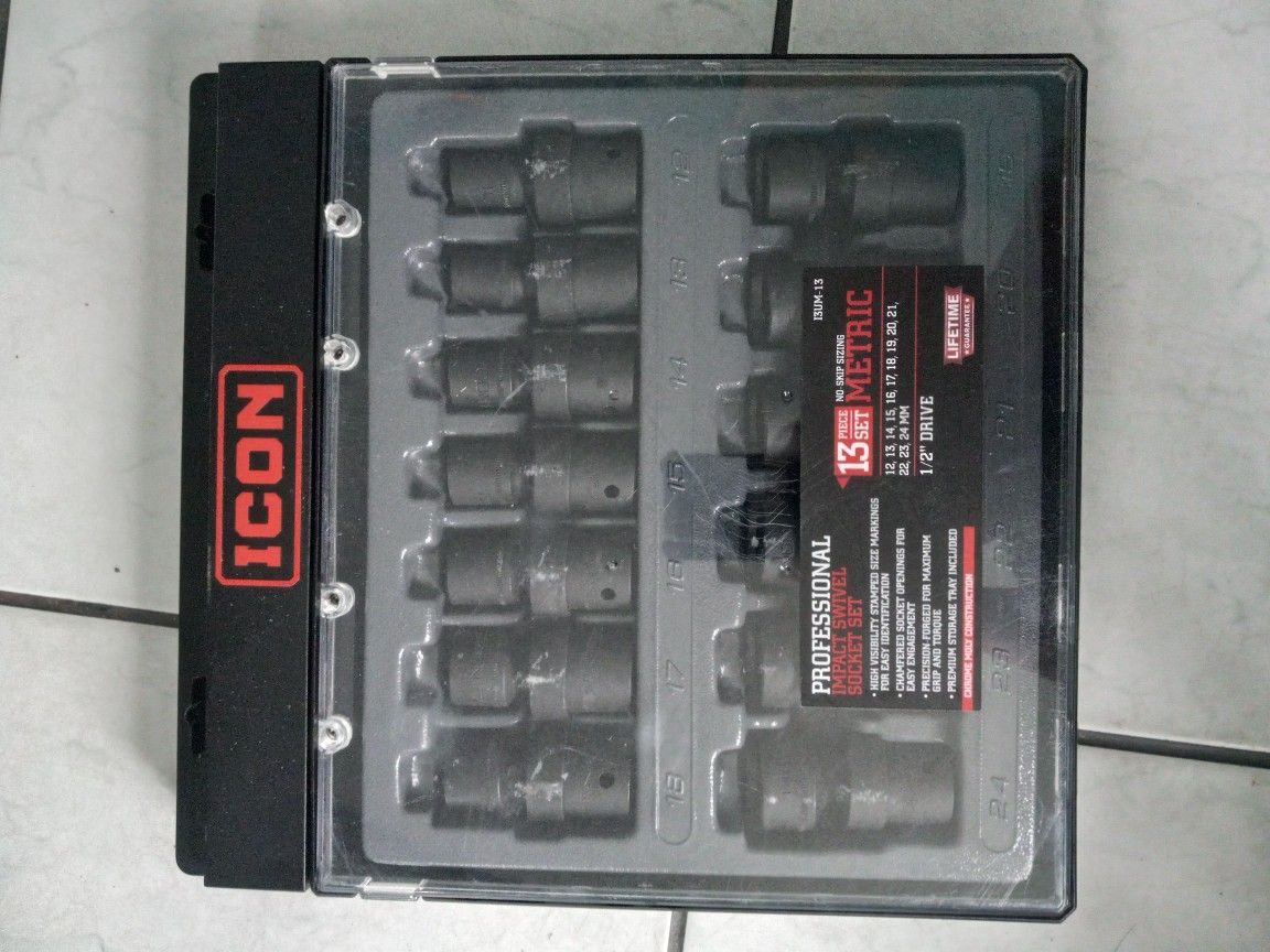 ICON
1/2 in. Drive Metric Impact Swivel Socket Set, 13 Piece