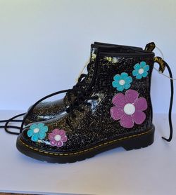 Dr. Martens Kids Glitter Floral Lace-Up Boots