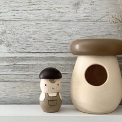 Mushroom Peg Doll in a Mushroom House Box