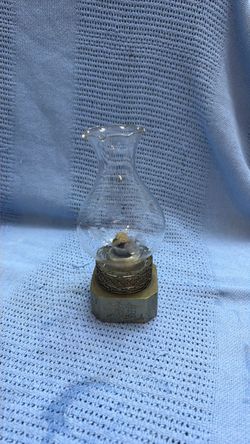 Miniature Brass Oil Lamp with Glass Chimney