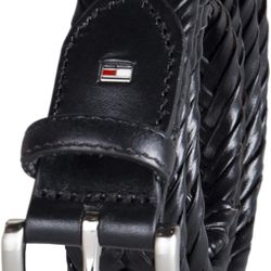 Tommy Hilfiger Men's Fully Adjustable Leather Braided Belt for Jeans, Khakis or Dress Pants