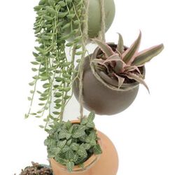 New In Box Ceramic Hanging Mini Flower Planters, Wall or Ceiling Mount