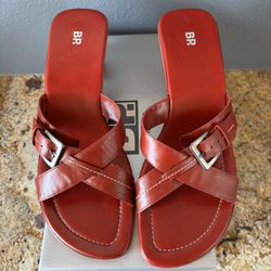 Nordstrom Amsterdam NWT Red Leather Slides Shoes Size 9