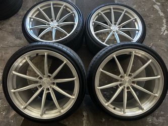 Avant Garde brushed custom 22” wheels for Porsche taycan & Audi E-Tron w/ michelin tires & lowering links