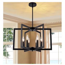 NEW Black Geometric 4-Light Chandelier