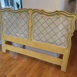 Vintage Style French Provincial Hollywood Regency Cane Queen Headboard by Baker Furniture